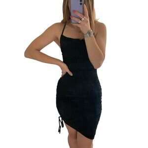 Majorelle Sleeveless Bodycon Ruched Mini Dress Black XS